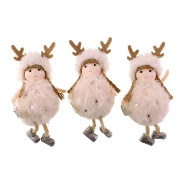 15cm Assorted Faux Fur Girl Hanger with Antlers