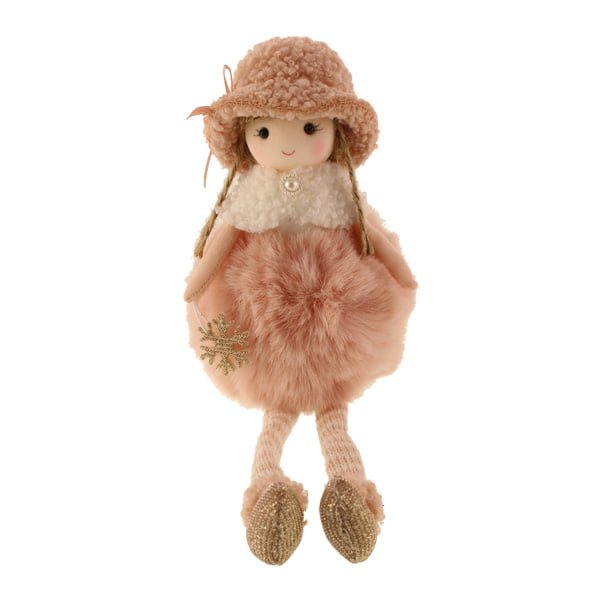 24cm Faux Fur Sitting Girl with Snowflake