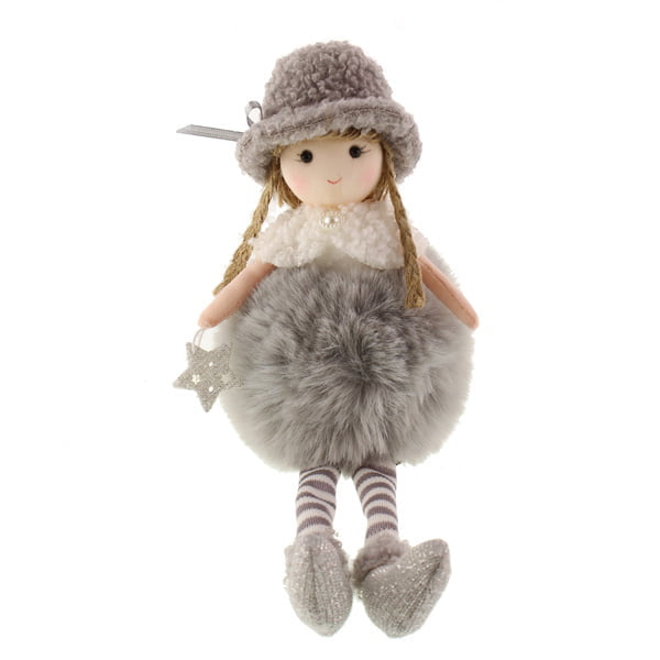 24cm Faux Fur Sitting Girl with Star