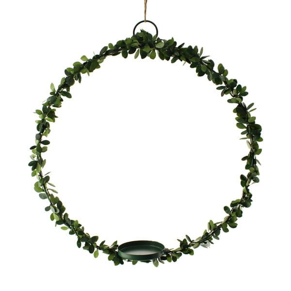 35cm Wire Wreath Candle Holder with Leaves