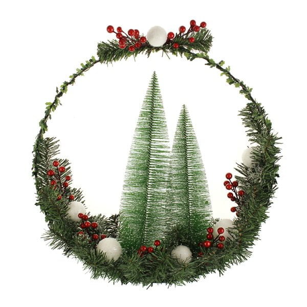 50cm Wreath Ring with Snowy Trees and Berries