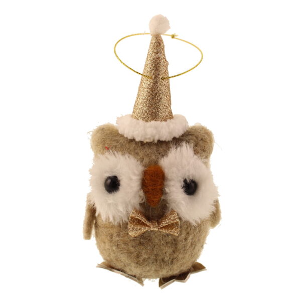 13cm Festive Felt Owl Hanger