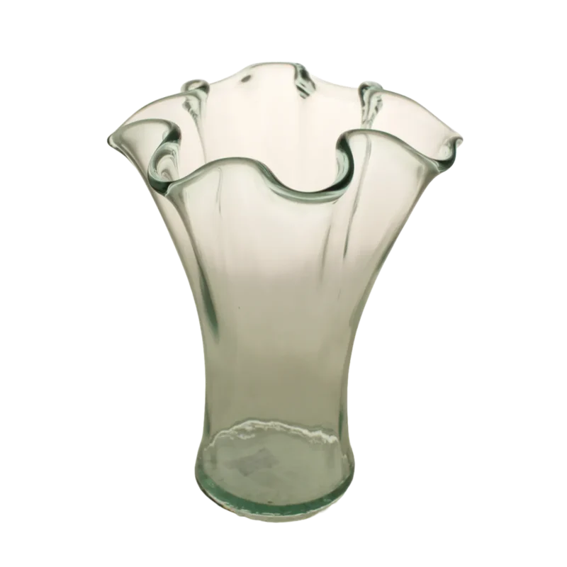 23cm Recycled Frilled Glass Vase