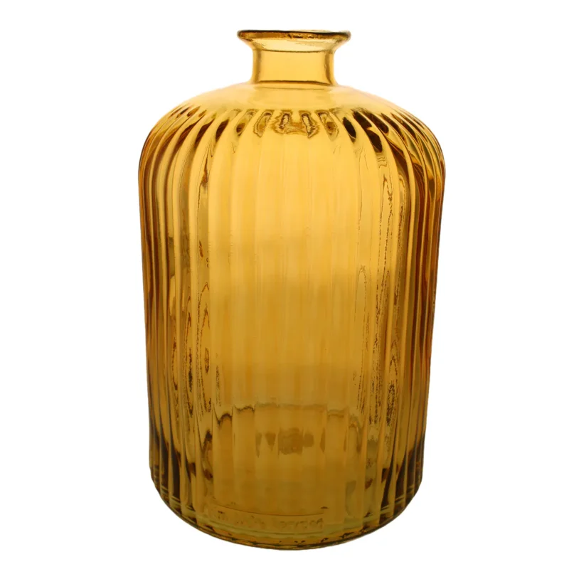 23cm Recycled Ribbed Glass Vase