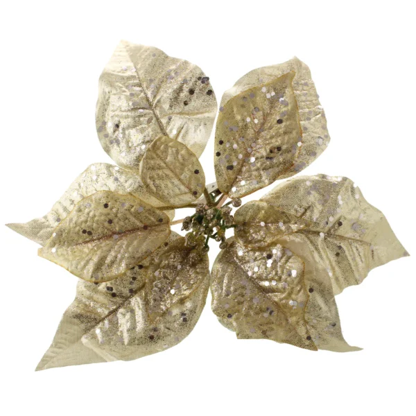 25cm Metallic Poinsettia Head with Clip