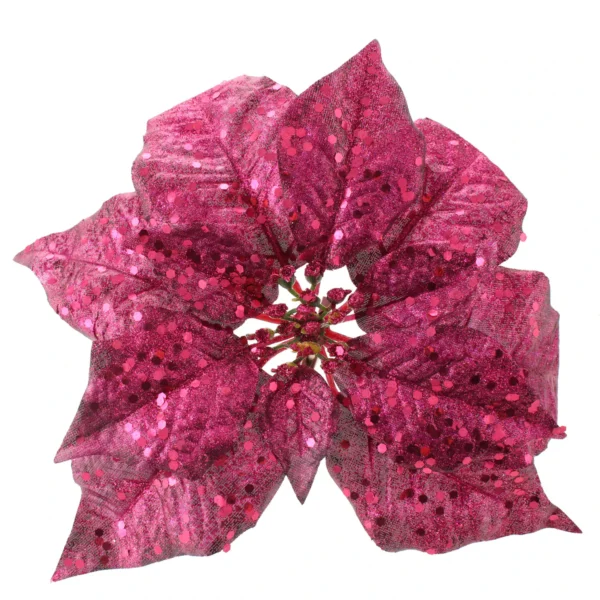 25cm Metallic Poinsettia Head with Clip