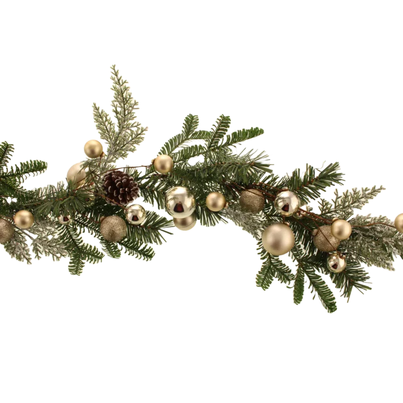 180cm Frosted Pine Bauble Garland