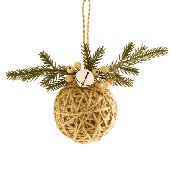 8cm Hanging Knit Ball with Pine