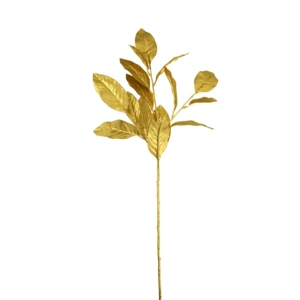 84cm Metallic Magnolia Leaf Stem with Glitter