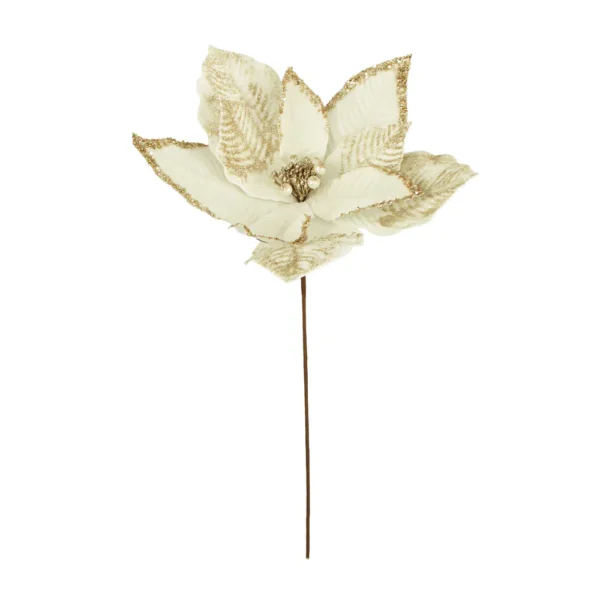 65cm Velvet Glittered Poinsettia Stem