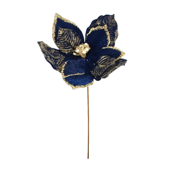 65cm Velvet Glittered Poinsettia Stem