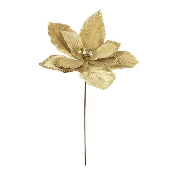 65cm Velvet Glittered Poinsettia Stem