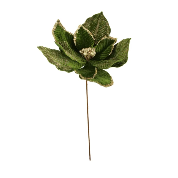 65cm Velvet Glittered Poinsettia Stem